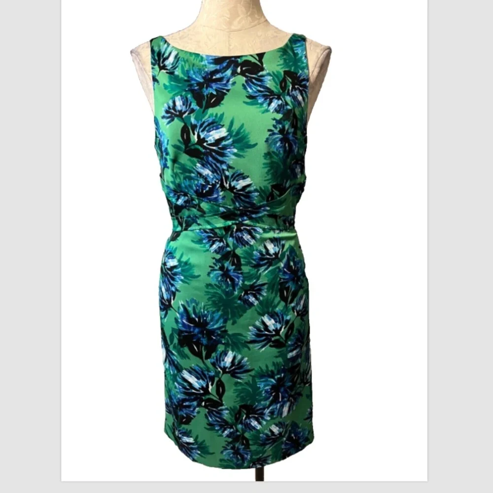 Banana Republic Green Blue Summer Dress 10 Washable